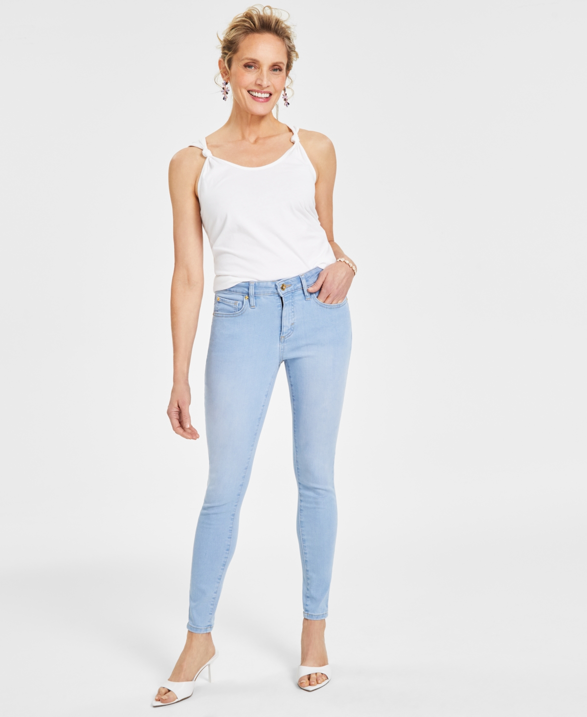 Inc International Concepts Women's Mid Rise Skinny Jeans, Created For Macy's In Light Indigo