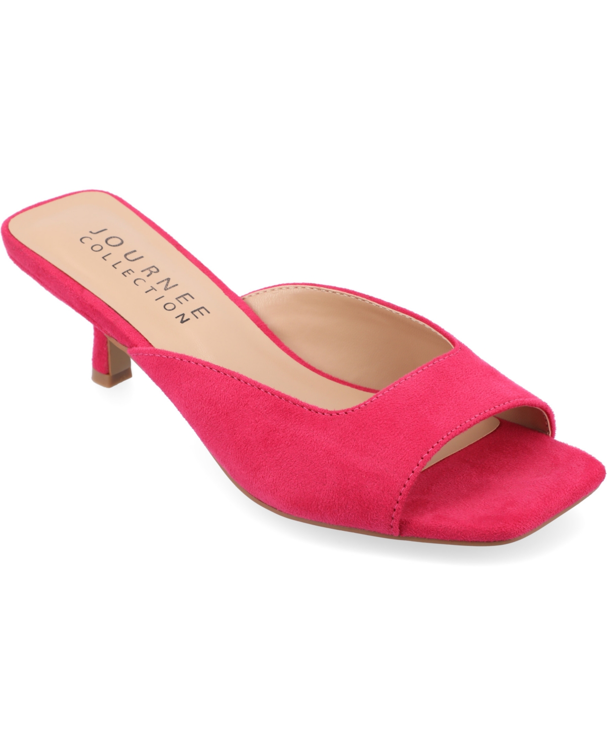 Shop Journee Collection Women's Larna Square Toe Slip On Kitten Heels In Fuchsia