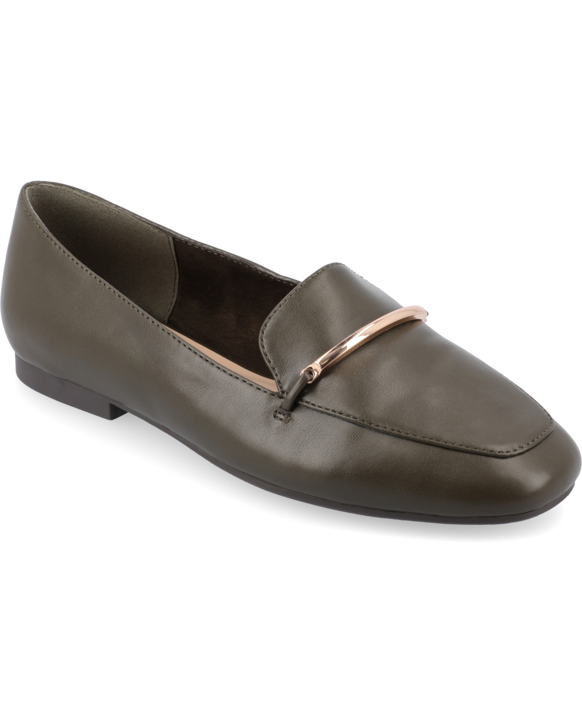 Shop Journee Collection Women's Wrenn Slip On Loafers In Olive Faux Leather- Polyester,polyureth