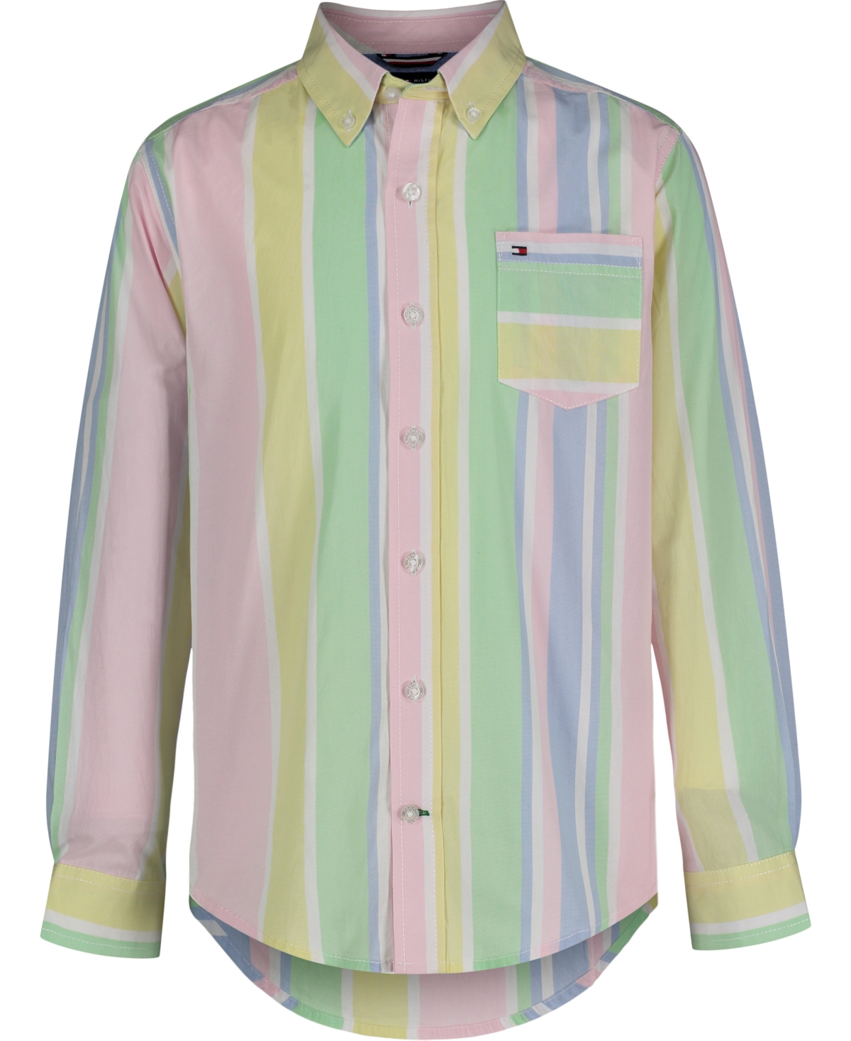 Shop Tommy Hilfiger Big Boys Prep Stripe Long Sleeve Shirt In Parfait Pink