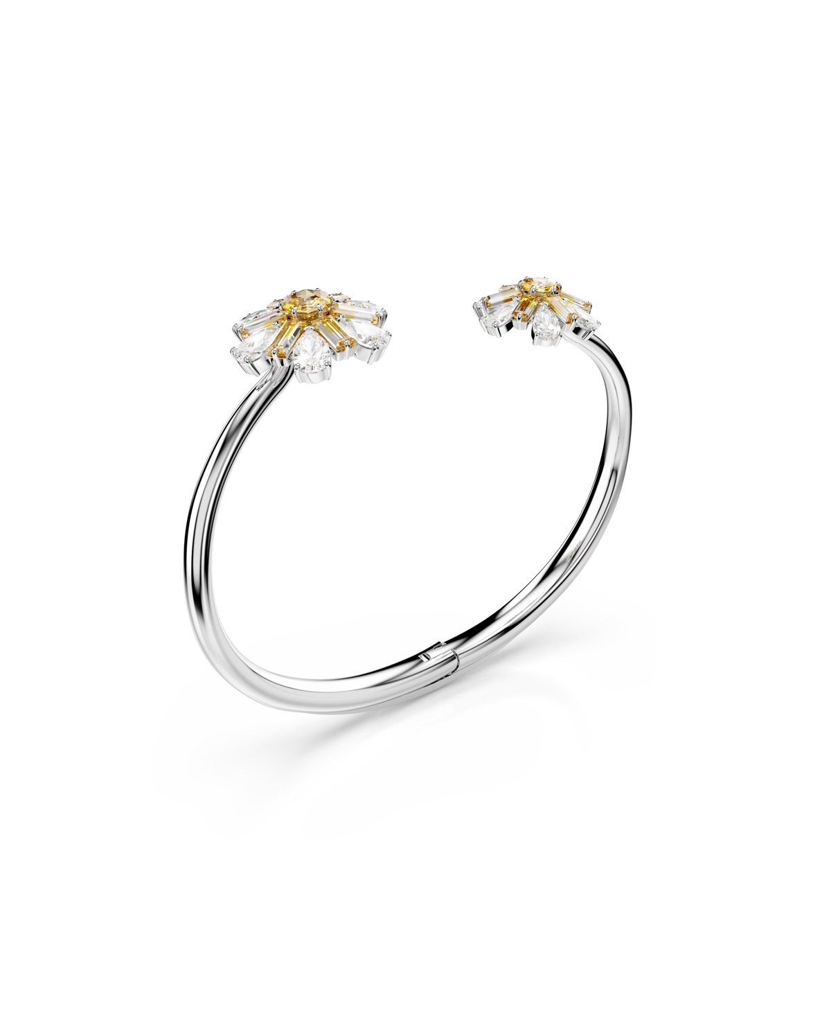 Swarovski Flower, Rhodium Plated Idyllia Bangle Bracelet - Yellow