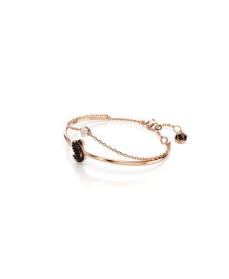 Swan, Black, Rose Gold-Tone Iconic Swan Bangle Bracelet