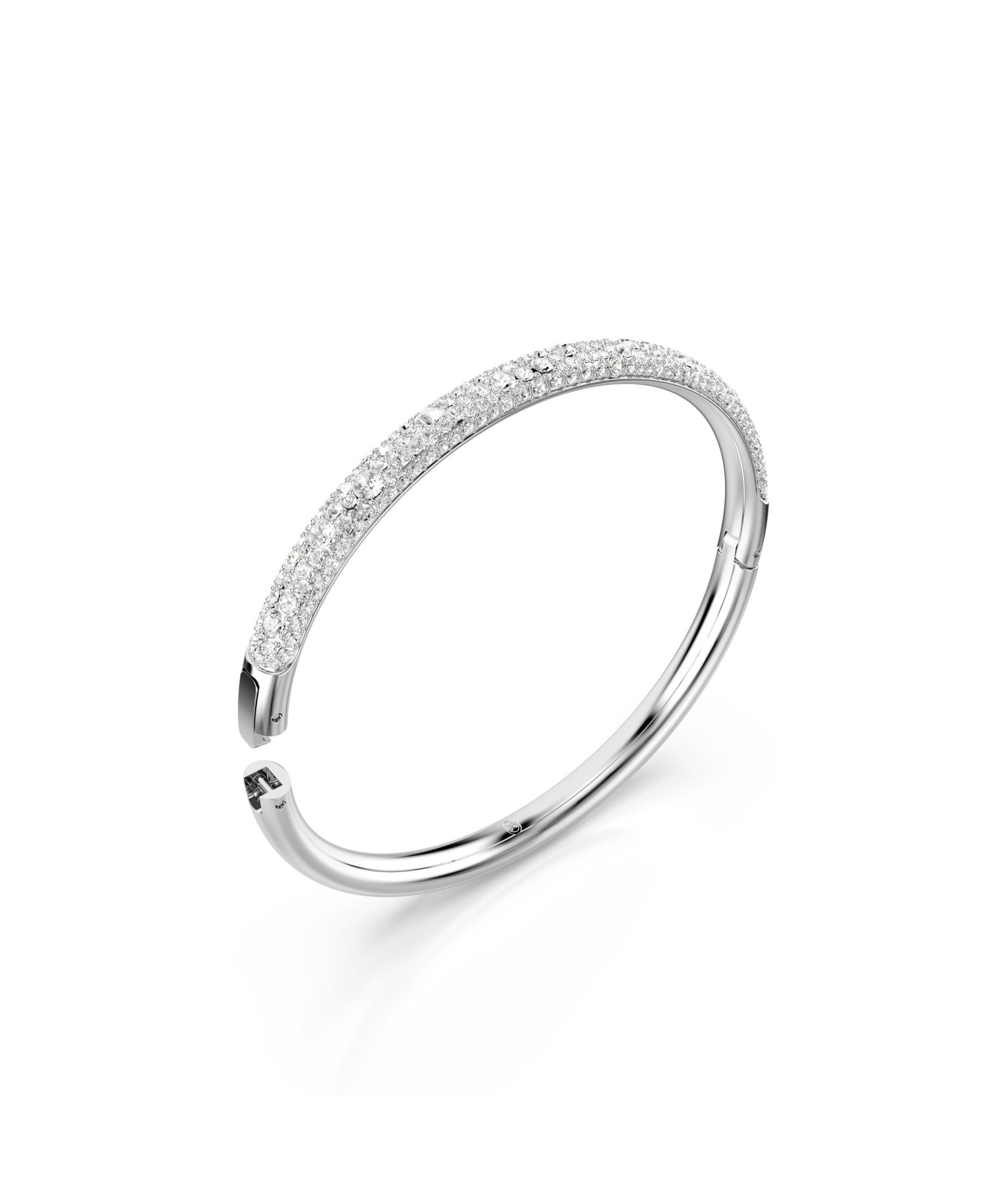 Snow Pave, White, Rhodium Plated or Rose Gold-Tone Meteora Bangle Bracelet