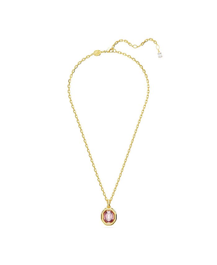 Swarovski Octagon Cut, Pink, Gold-Tone Imber Pendant Necklace - Macy's
