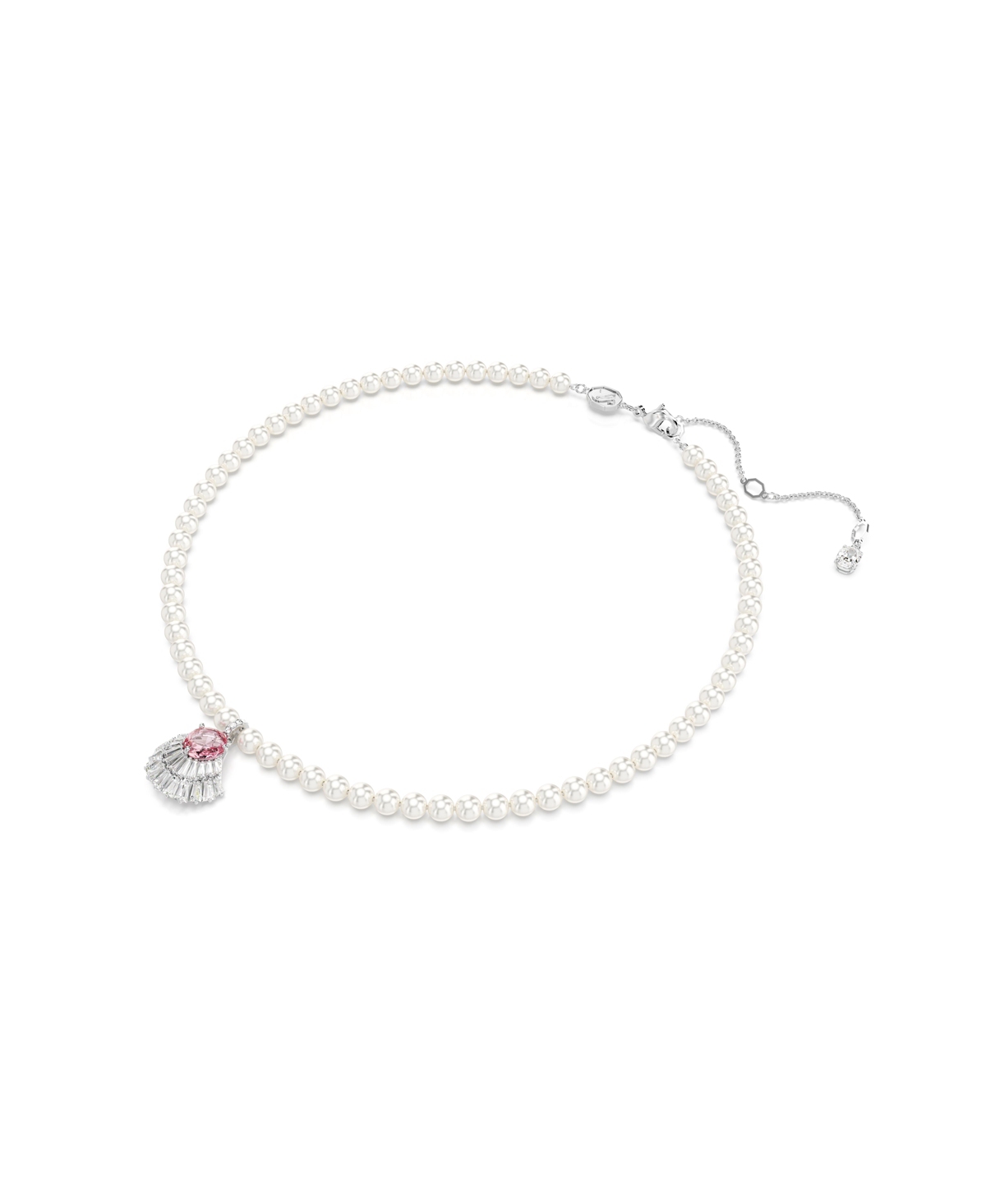 Swarovski Mixed Cuts, Crystal Swarovski Imitation Pearls, Shell, Rhodium Plated Idyllia Pendant Necklace - Pink