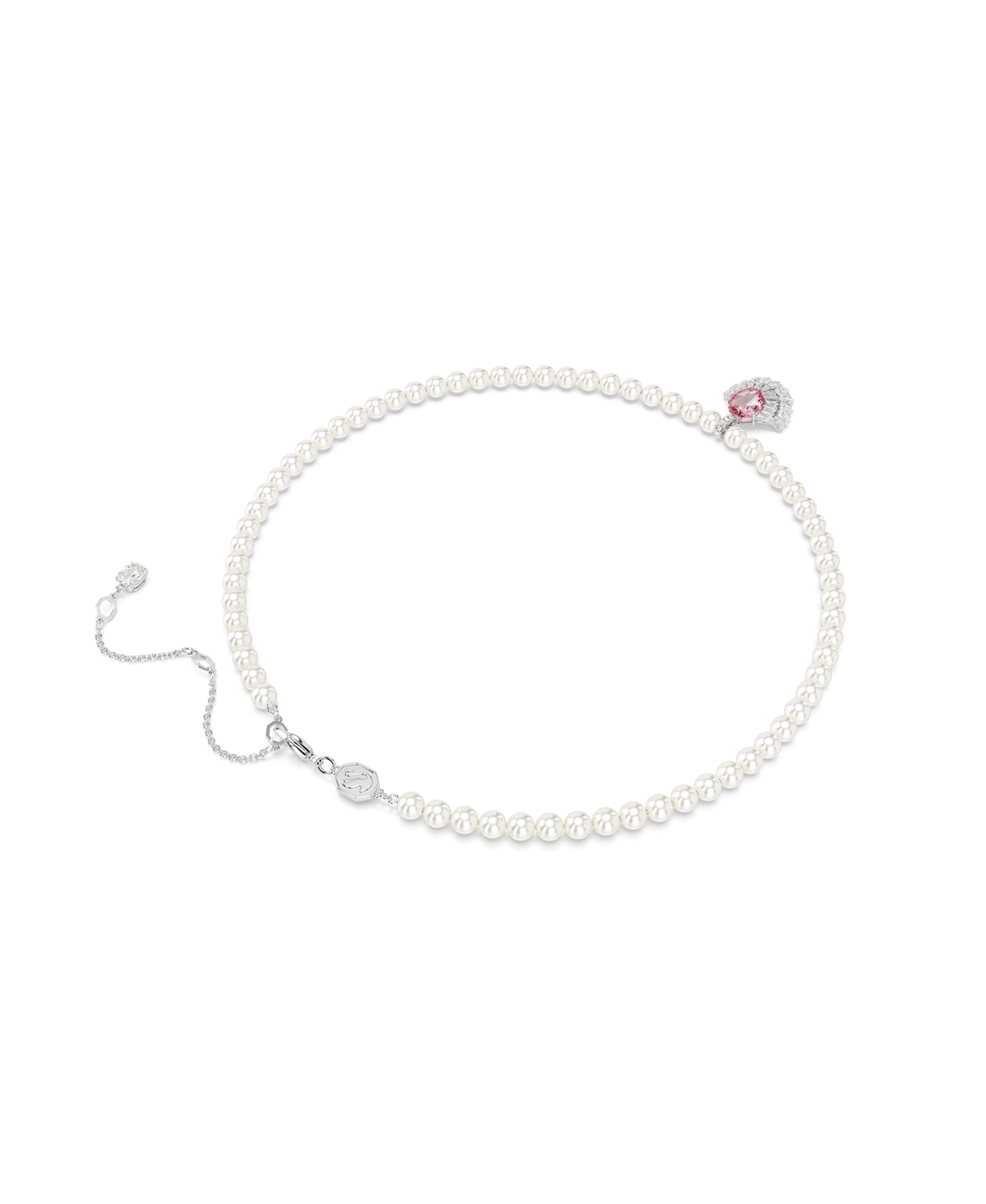 Swarovski Mixed Cuts, Crystal Swarovski Imitation Pearls, Shell, Rhodium Plated Idyllia Pendant Necklace - Pink