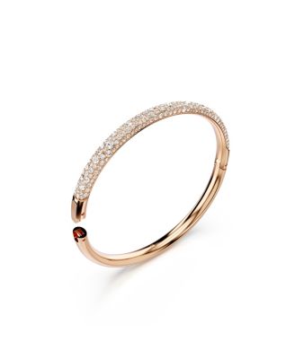Snow Pave, White, Rhodium Plated or Rose Gold-Tone Meteora Bangle Bracelet