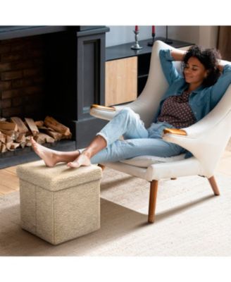 1-Pc Teddy Fabric Upholstered – Ottoman