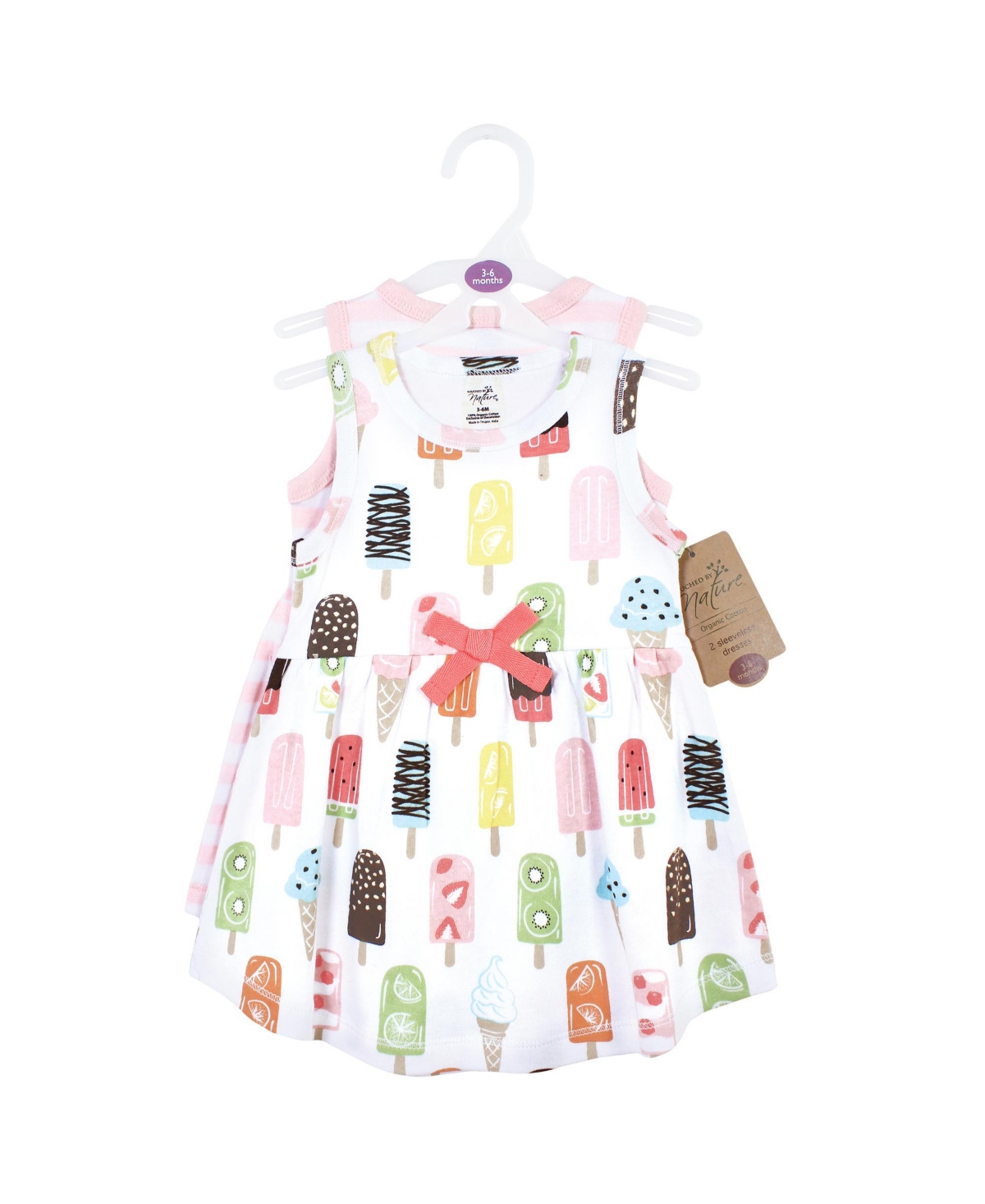 Touched by Nature Baby Girls Baby Organic Cotton Short-Sleeve and Long-Sleeve Dresses,- Popsicle