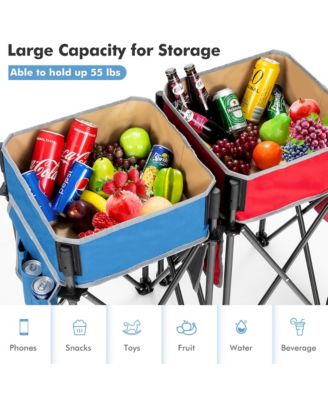 2 Pieces Folding Camping Tables with Large Capacity Storage Sink for Picnic