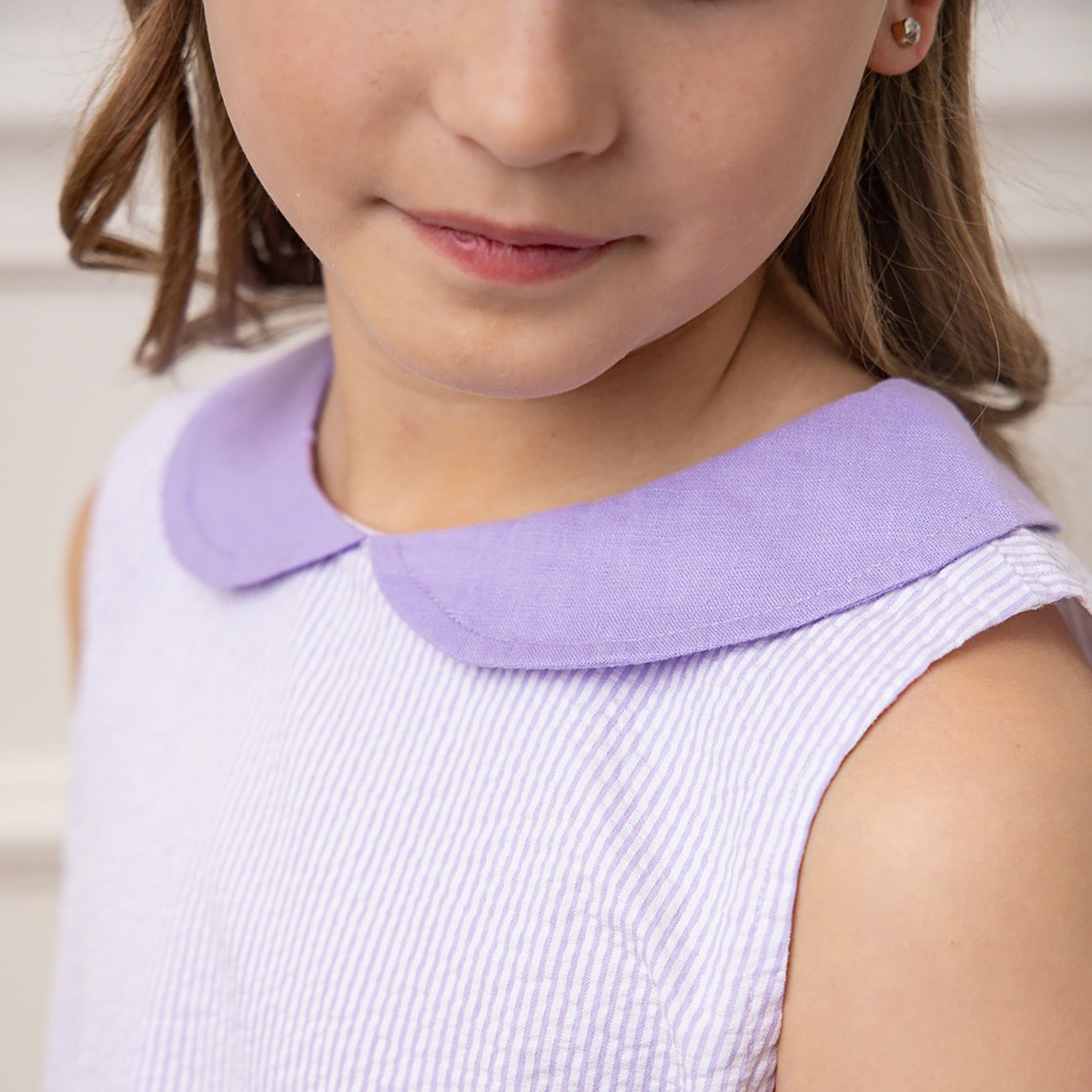 Hope & Henry Girls' Peter Pan Collar Seersucker Dress