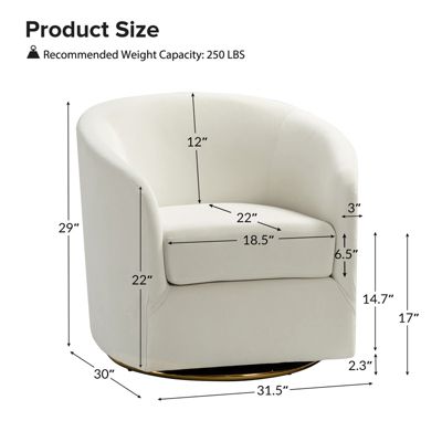 Swivel Accent Chair with Gold Metal Base for Living Room Nursery