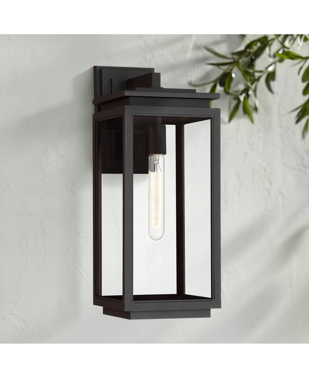 Atkins Modern Outdoor Wall Light Fixture Matte Black 18" Clear Glass for Post Exterior Barn Deck House Porch Yard Patio Outside Garage Front Door - Po