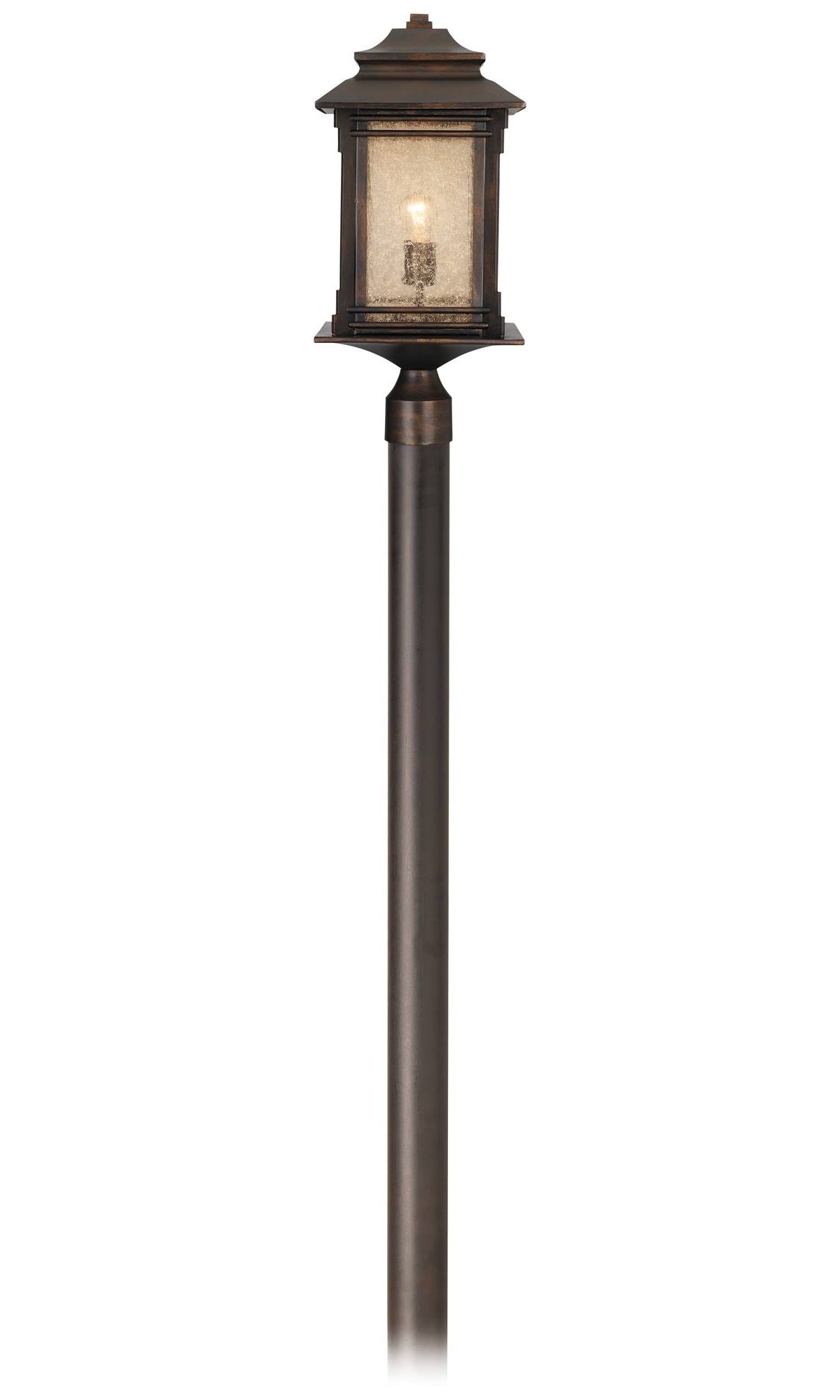 Hickory Point Mission Outdoor Post Light with Direct Burial Pole Walnut Bronze 104" Frosted Cream Glass for Exterior House Porch Patio Outside Deck Dr