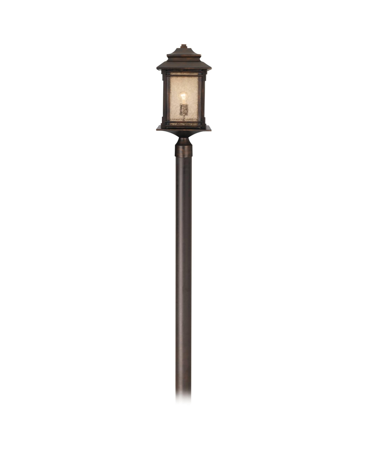 Hickory Point Mission Outdoor Post Light with Direct Burial Pole Walnut Bronze 104" Frosted Cream Glass for Exterior House Porch Patio Outside Deck Dr
