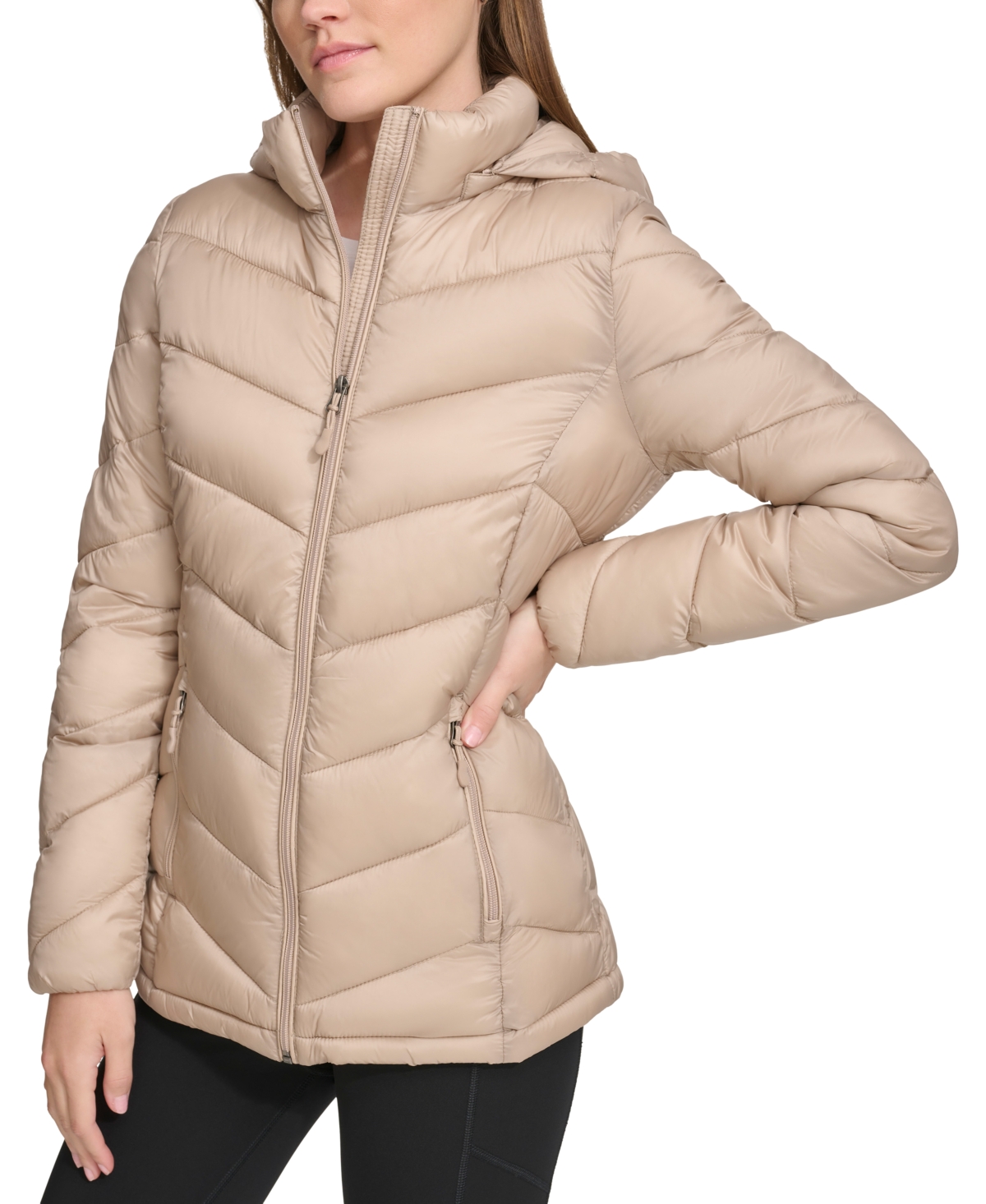 Women's Packable Hooded Puffer Coat, Created for Macy's - Sand