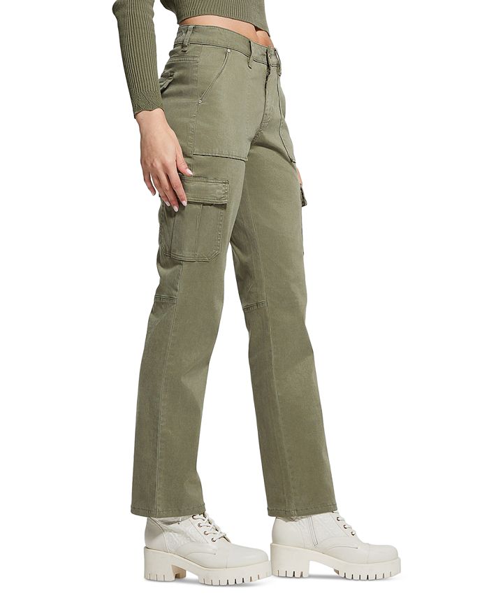 GUESS Women's Sexy Straight Mid-Rise Cargo Pants - Macy's