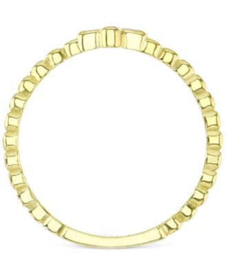 Black Enamel Beaded Cross Ring in 14k Gold-Plated Sterling Silver