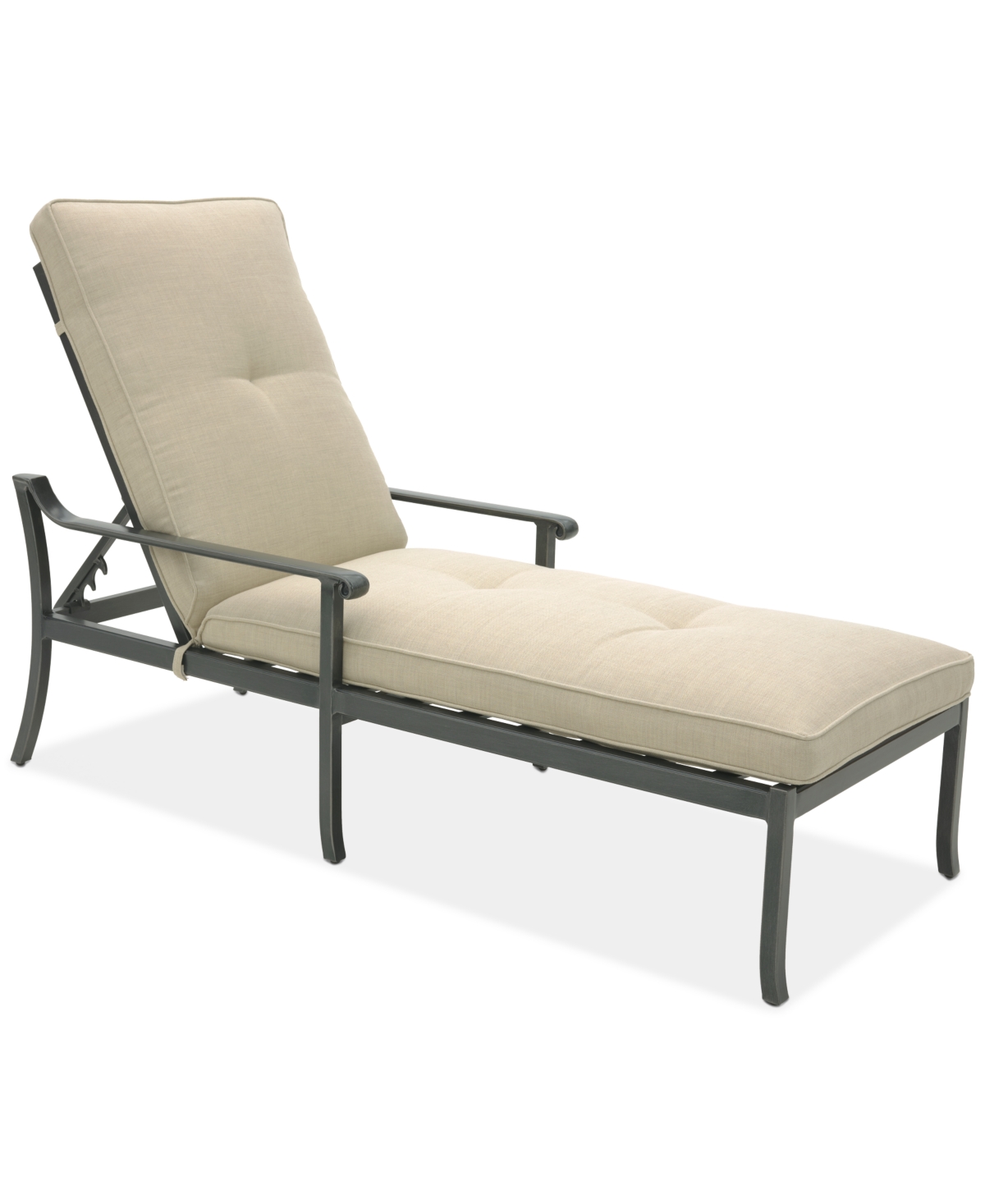 Shop Agio Wythburn Mix And Match Scroll Outdoor Chaise Lounge In Straw Natural,pewter Finish