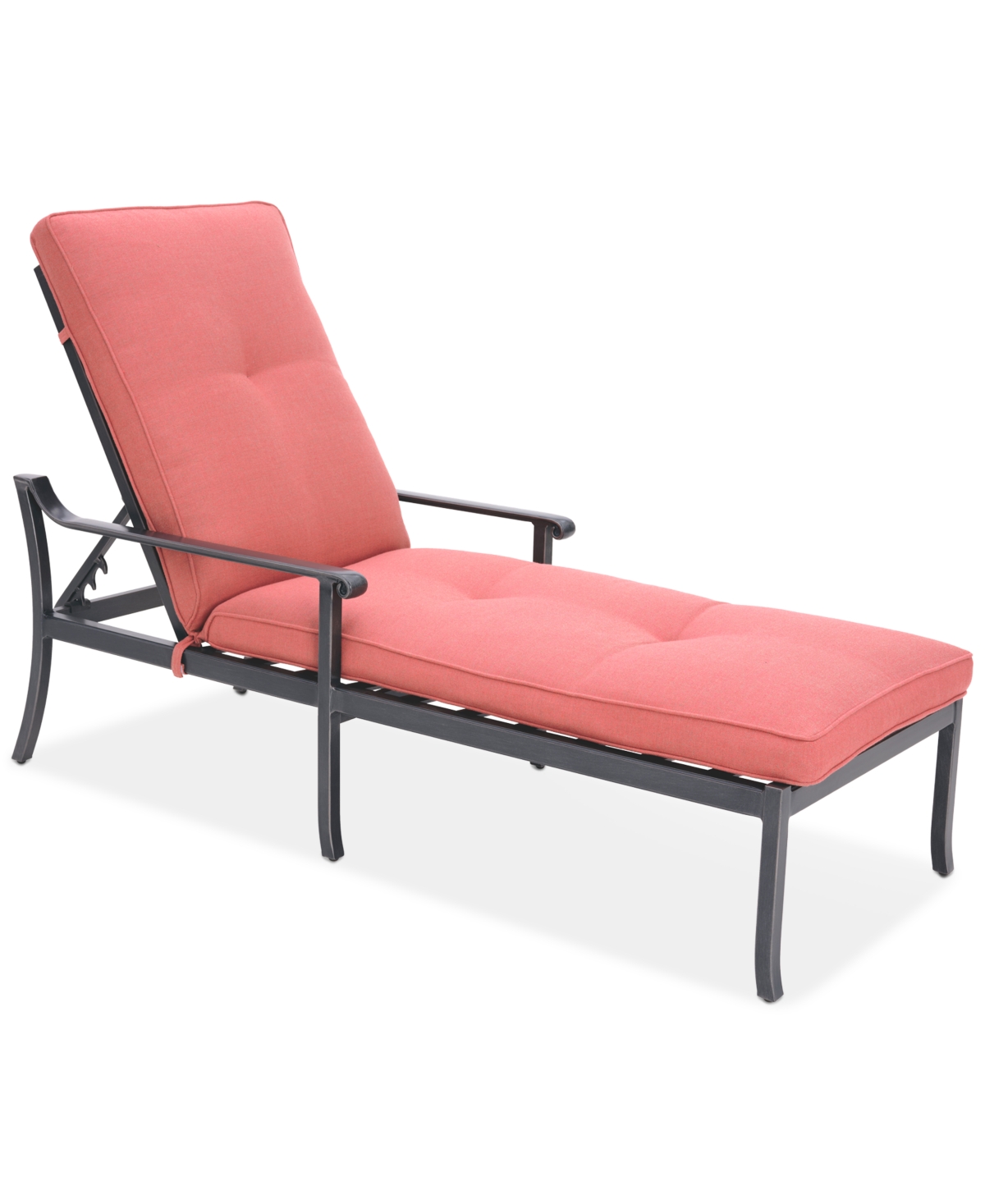 Agio Wythburn Mix And Match Scroll Outdoor Chaise Lounge In Peony Brick Red,bronze Finish
