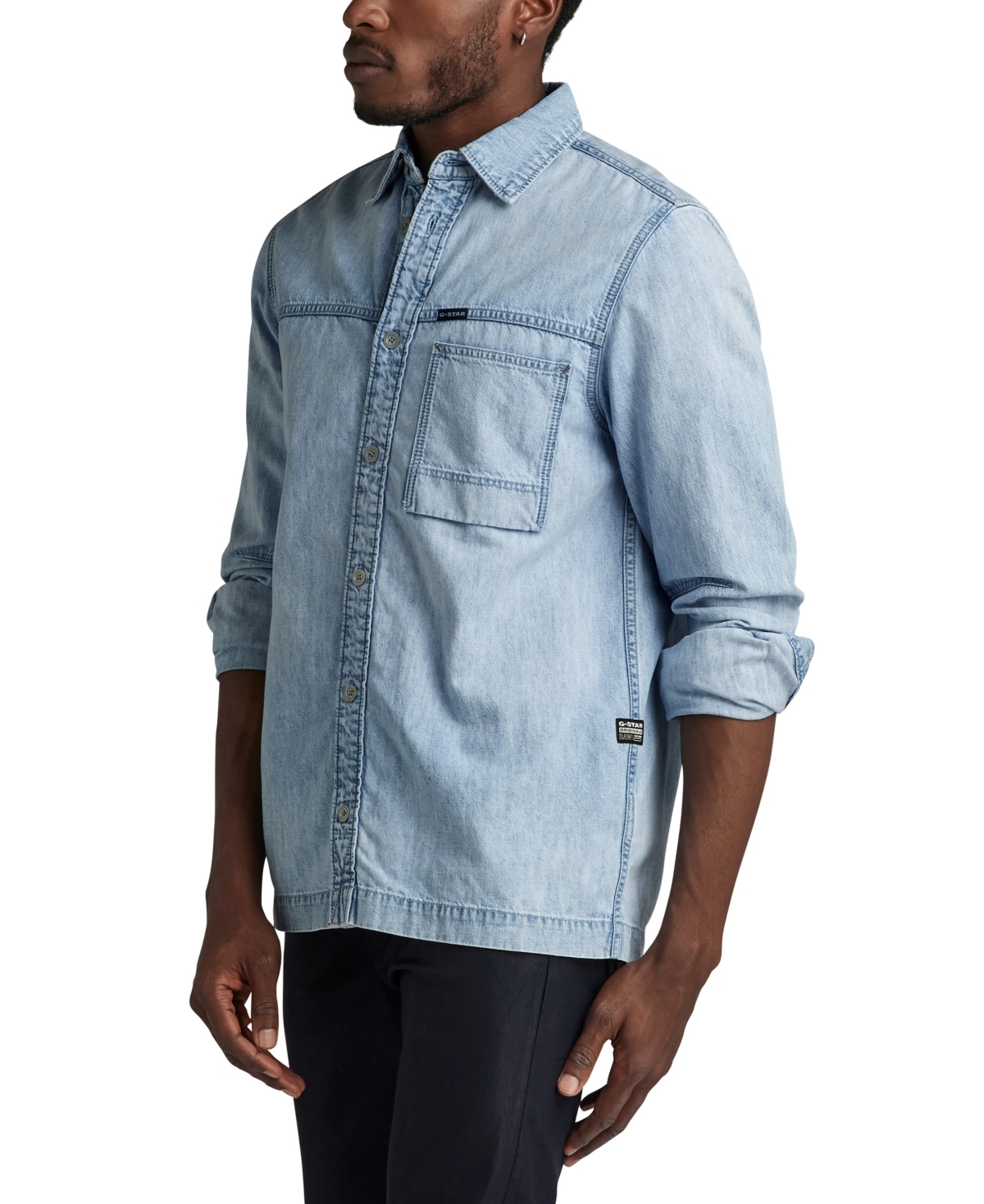 Shop G-star Raw Men's Straight Fit Sun Faded Denim Jacket In Sun Faded Blue Mist