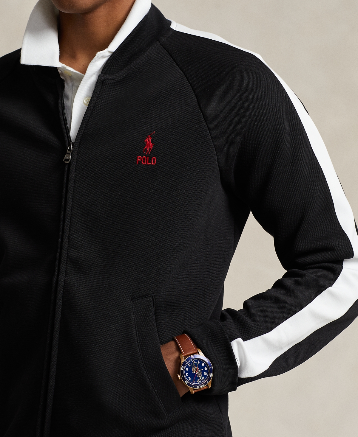 Shop Polo Ralph Lauren Men's Double-knit Mesh Baseball Jacket In Polo Black Multi