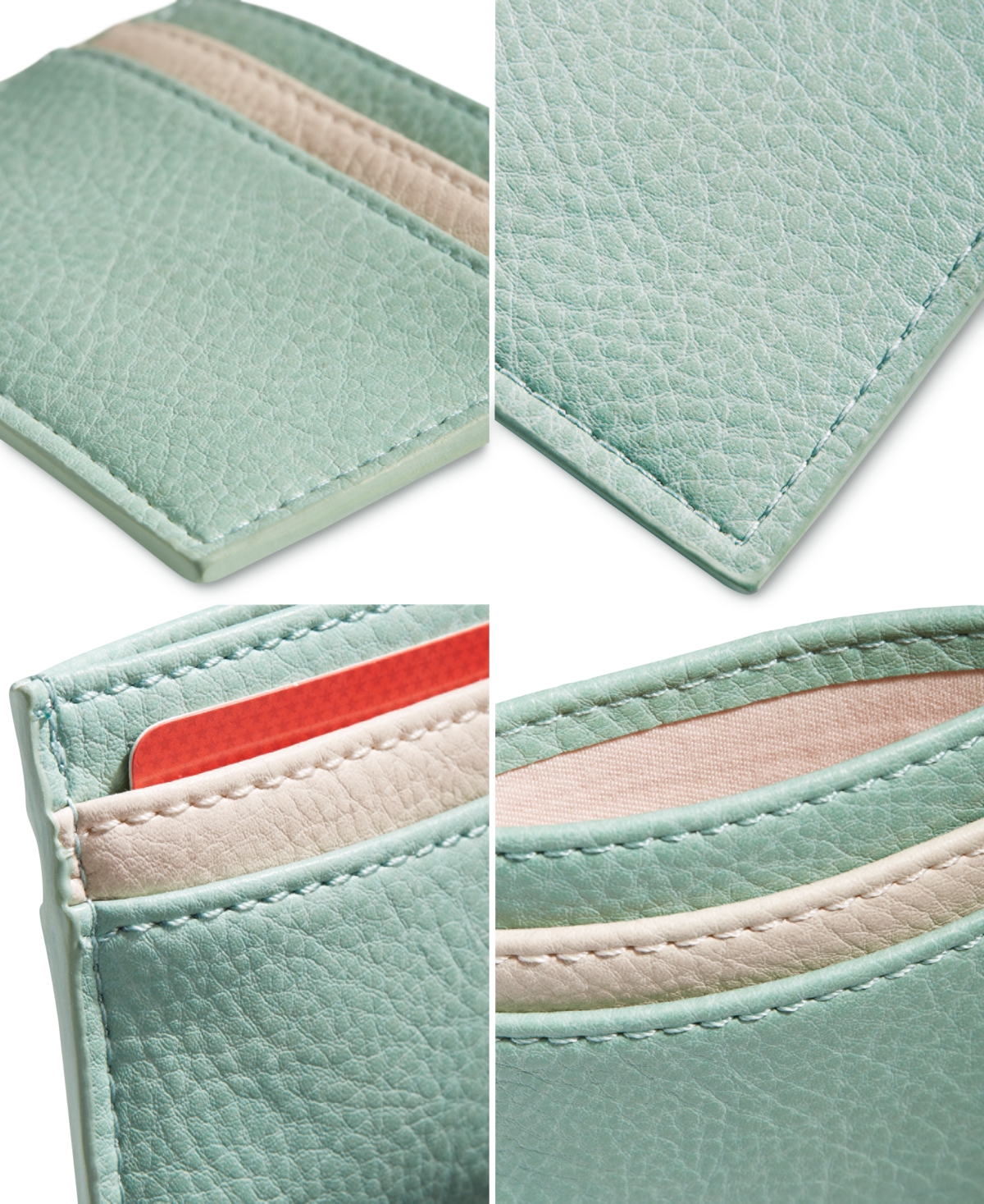 Shop Style & Co Colorblocked Card Case, Created For Macy's In Mint Sage