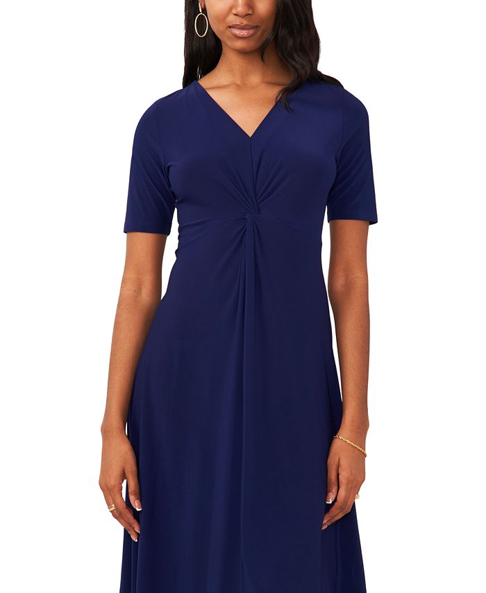 MSK Petite TwistFront VNeck ElbowSleeve Midi Dress Macy's