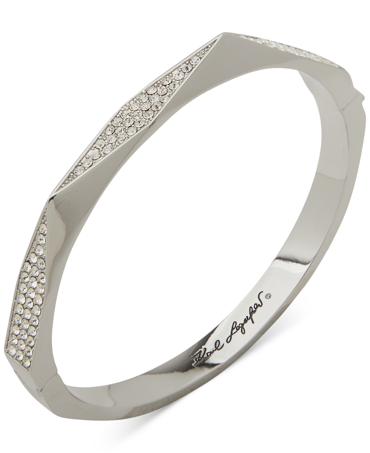 Pave Geometric Bangle Bracelet - Clear