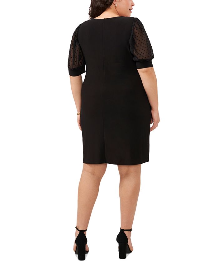 MSK Plus Size Round-Neck Chiffon-Sleeve Swing Dress - Macy's