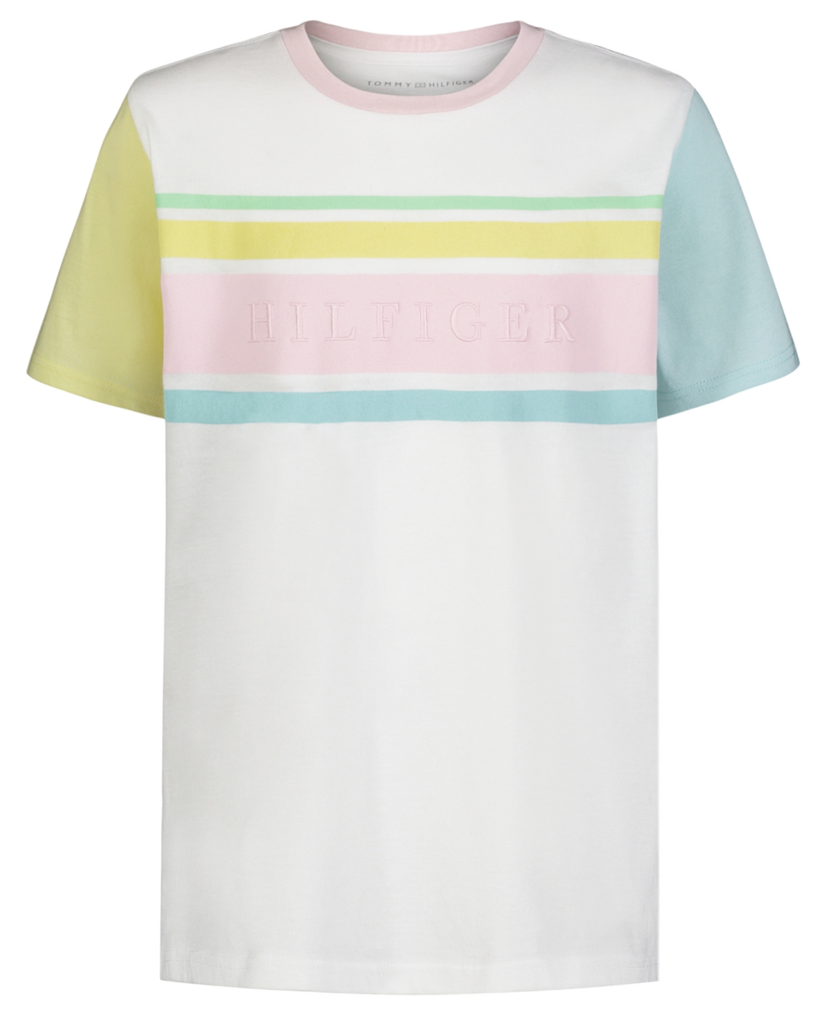 Shop Tommy Hilfiger Big Boys Pastel Lines Short Sleeve T-shirt In Fresh White