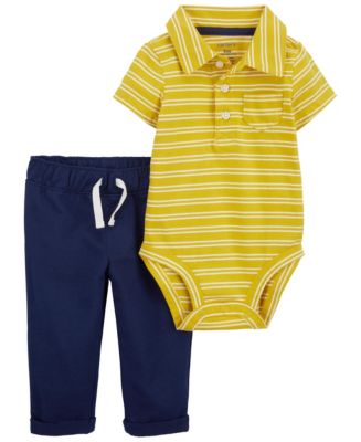 Carter s Baby Boys Striped Polo Bodysuit and Pants 2 Piece Set Macy s