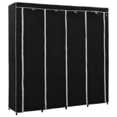 Wardrobe Black Iron frame and polyester fabric Large Wardrobe