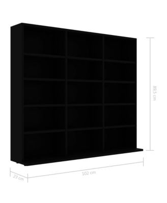 CD Cabinet Black 40.2"x9.1"x35.2" Engineered Wood