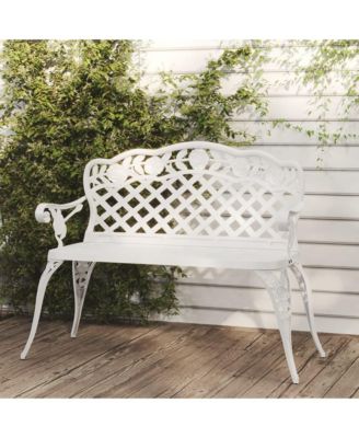 Patio Bench 42.5" Cast Aluminum White
