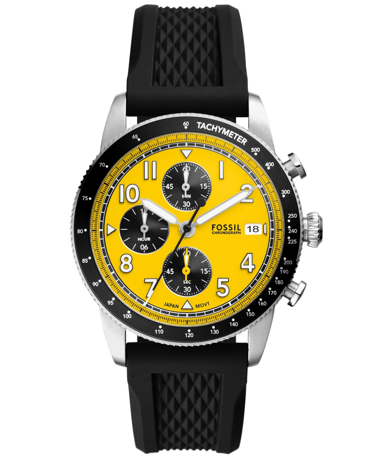 Men's Sport Tourer Chronograph Black Silicone Watch 42mm - Black