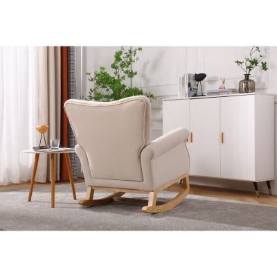  Modern Nursery Rocking Chair with High Back and Comfort Padded Seat