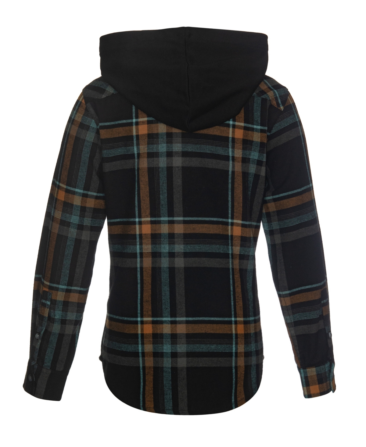Shop Univibe Big Boys Kartman Hooded Brushed Flannel Button Front Shirt In Black