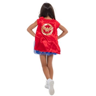DC Comics Wonder Woman Costume T-Shirt Tulle Skirt Headband and Cape 4 Piece Set