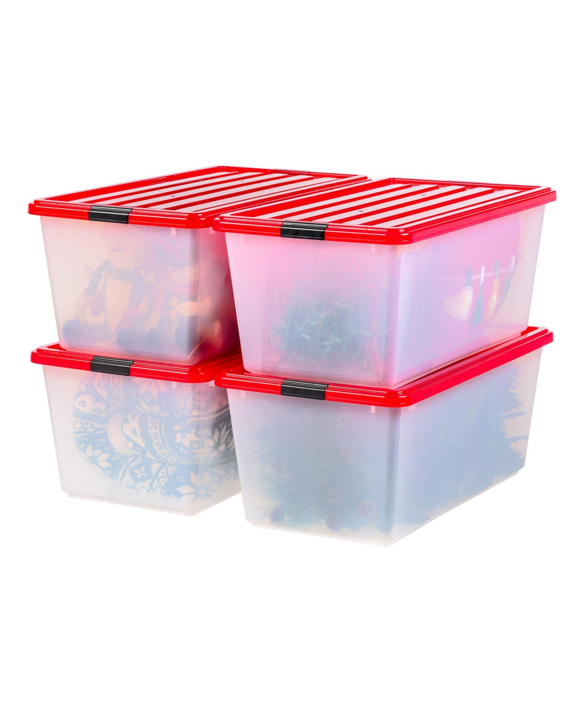 4 Pack 91qt Large Clear View Plastic Storage Bin with Lid and Secure Latching Buckles