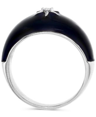 Lab-Grown White Sapphire (1/20 ct. tw.) & Enamel Star Ring in Sterling Silver (Also in Black Spinel)