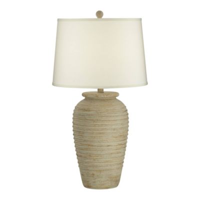 Austin Rustic Table Lamp 28" Tall Sand Toned Cream Linen Drum Shade for Bedroom Living Room Bedside Nightstand Office Kids Family Home