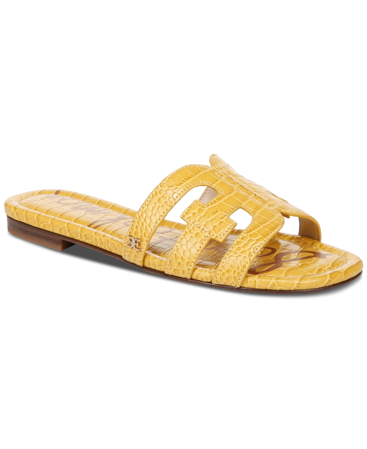 Shop Sam Edelman Women's Bay Slip-on Flat Sandals In Sunflower Croco Leather