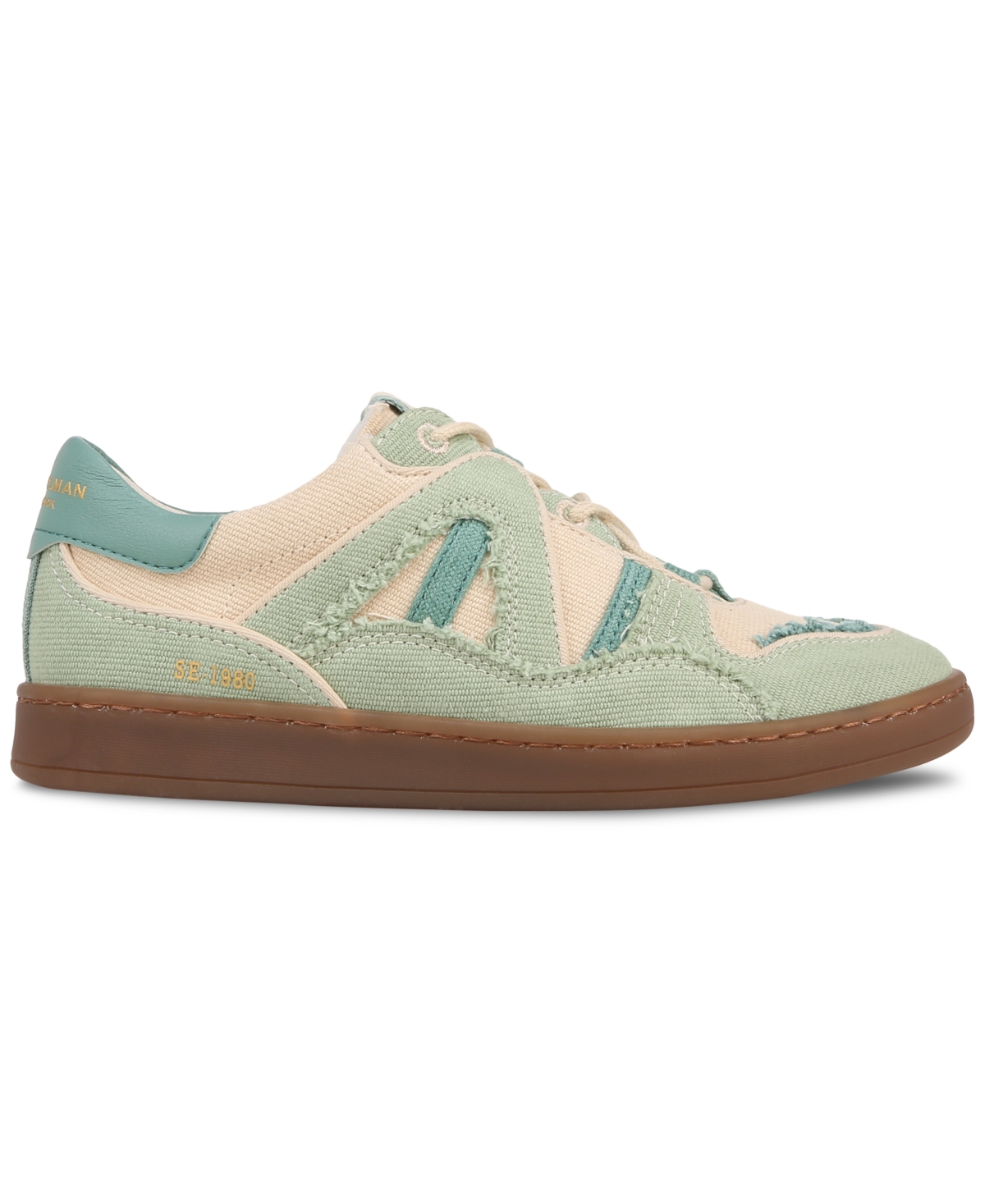 Shop Sam Edelman Women's Jayne Vintage Lace-up Jogger Sneakers In Washed Palm,linen,turquoise