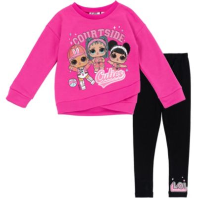 L.o.l. Surprise! Little Girls French Terry Sweatshirt and Leggings Outfit Set - Black/pink