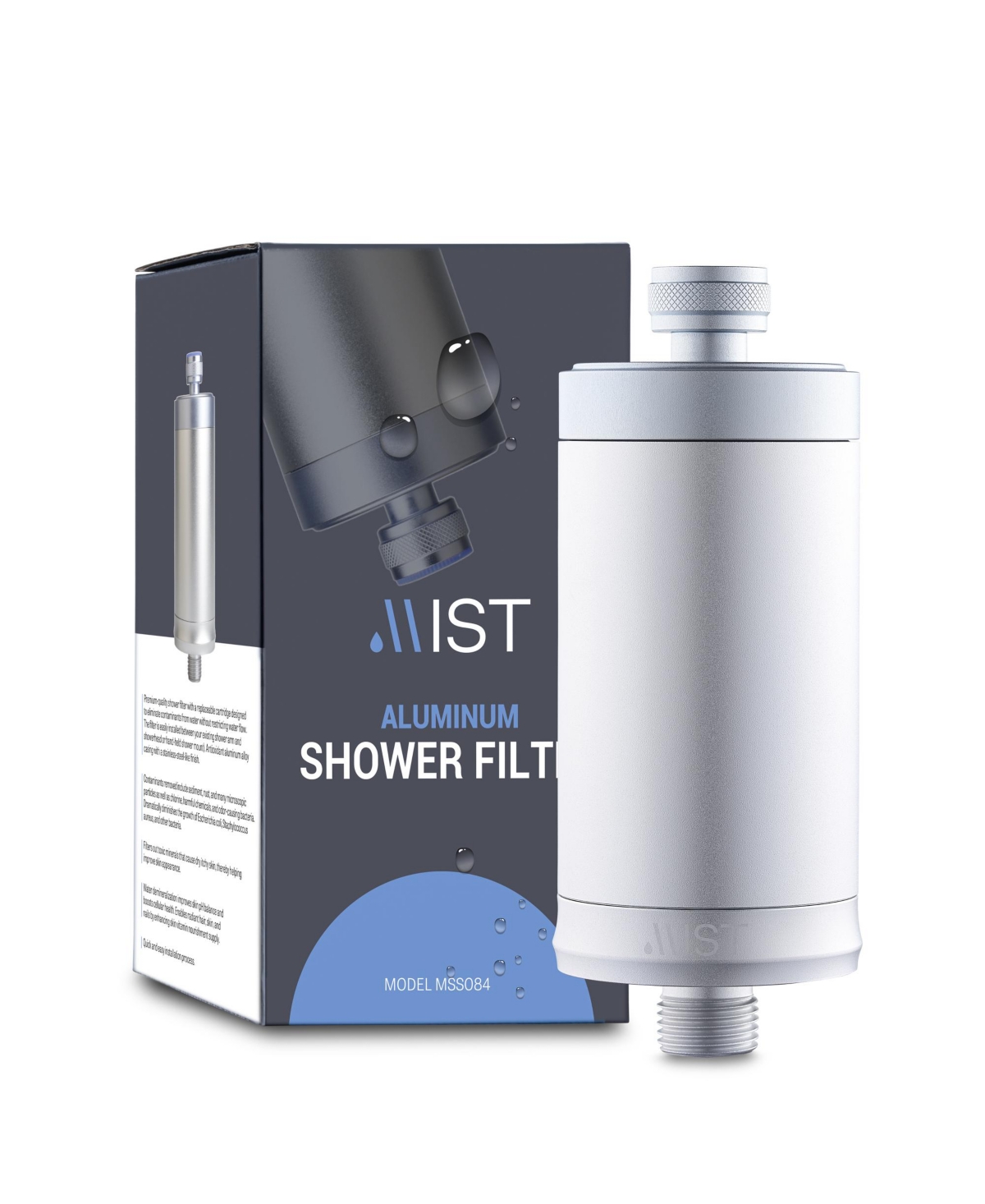 Water Softening Aluminum Shower Filter, 8 Stage Filtration System, Ideal for Hand-held Shower Arms, Effectively Removes Chlorine, Reduces Dry Itc