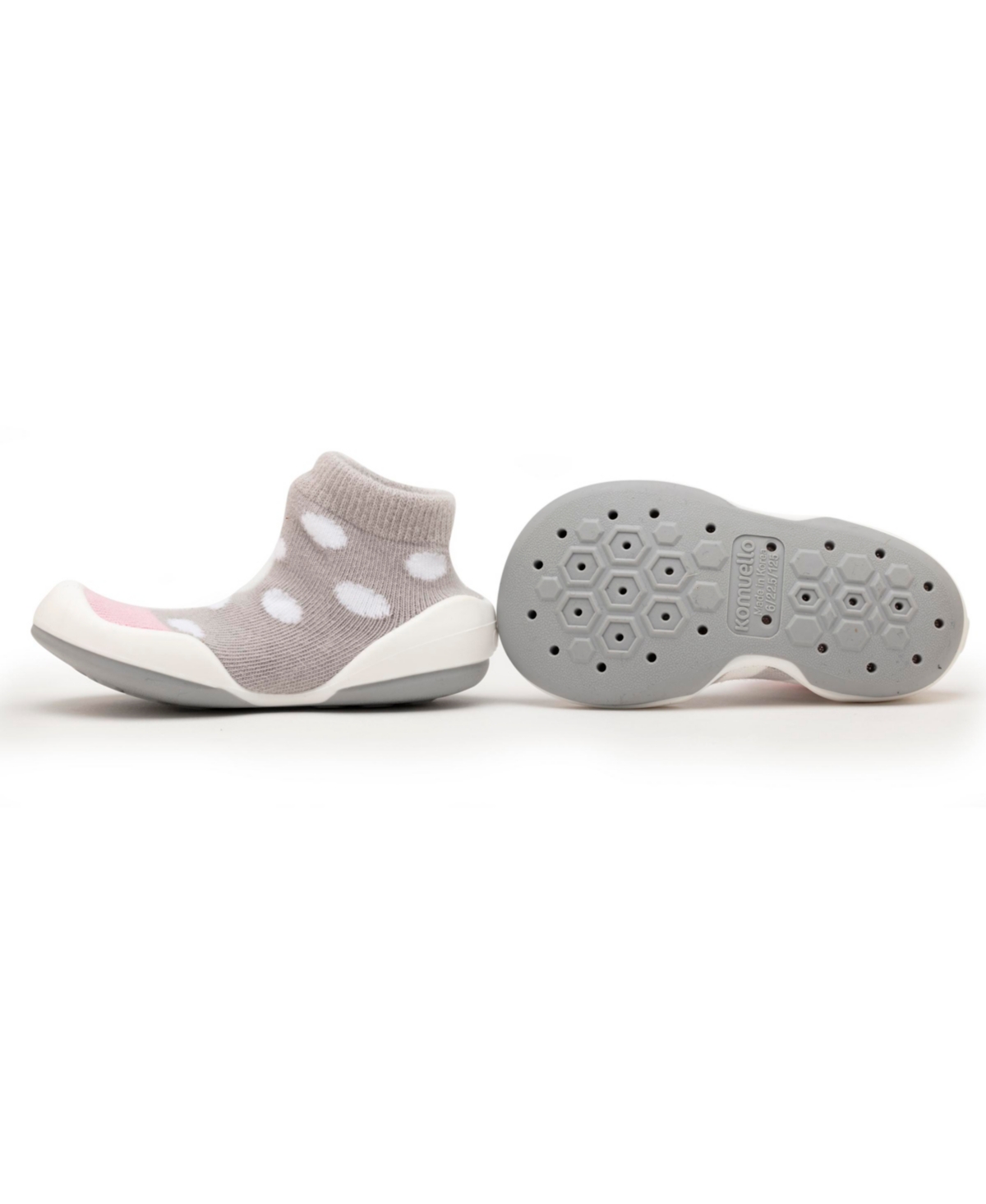 Komuello's Baby Girl First Walk Sock Shoes Dots & Stripes -- Pink