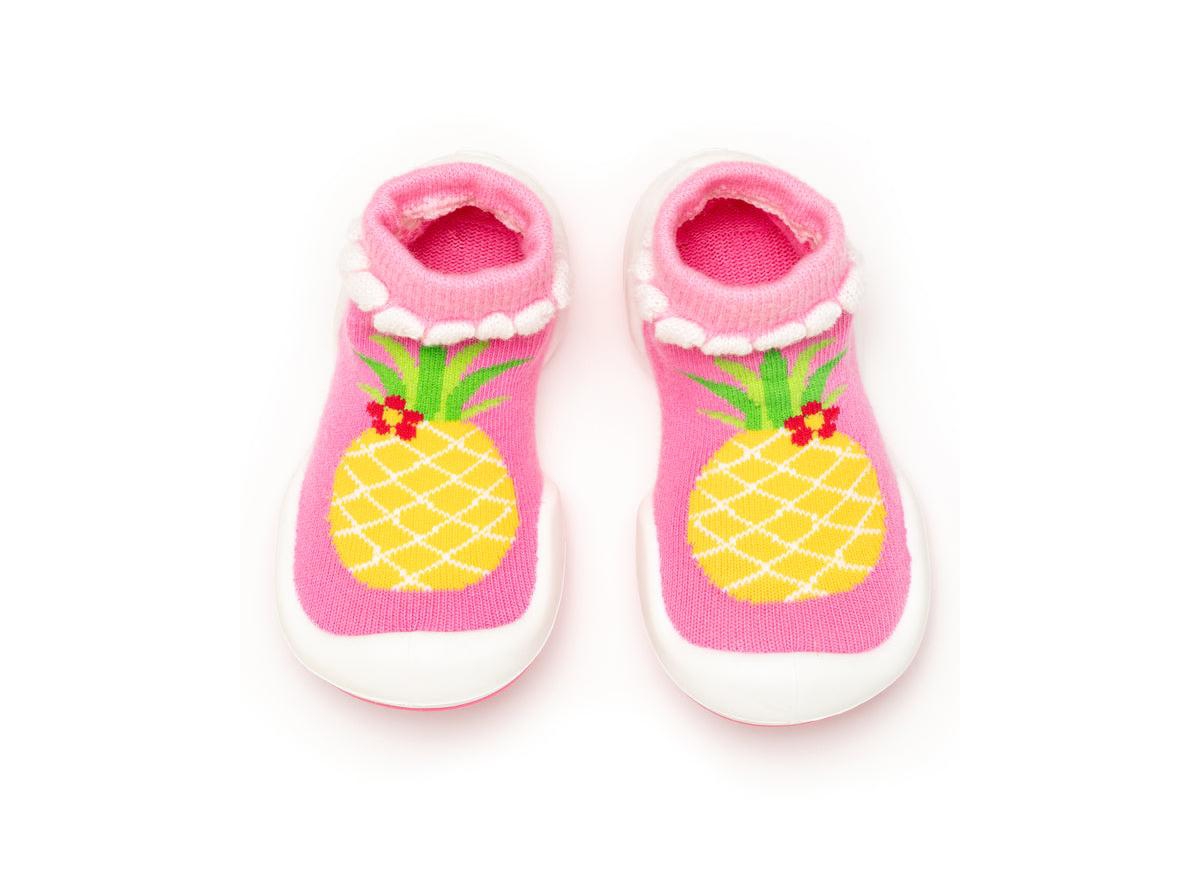 Komuello Baby Girl First Walk Sock Shoes Pineapple In Pink
