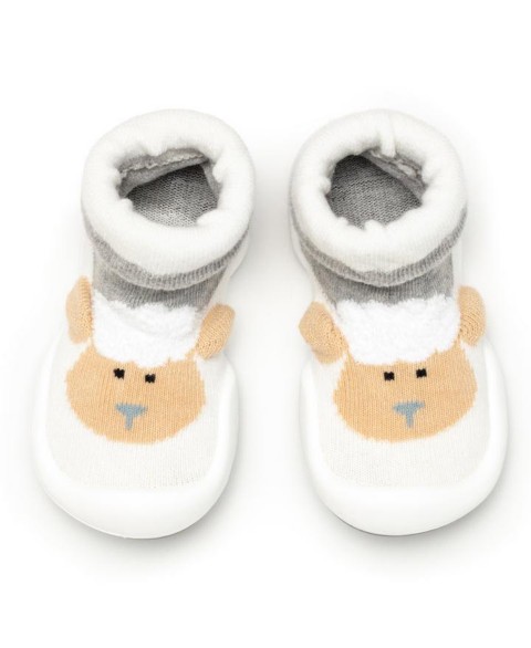 Детские Komuello Baby Girl Boy First Walk Sock Shoes Little Lamb - Heather Grey