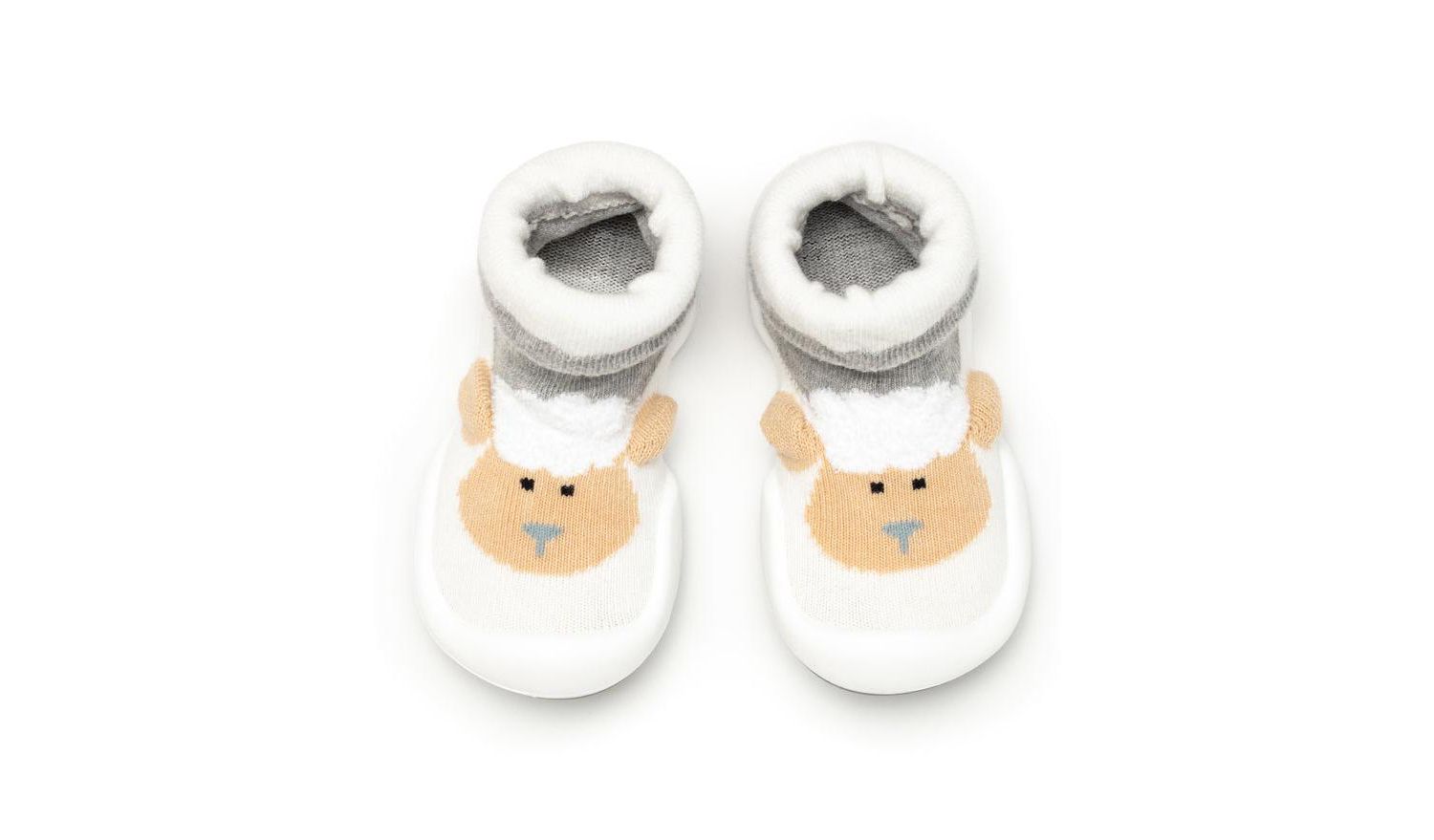 Baby Girl Boy First Walk Sock Shoes Little Lamb - Heather Grey
